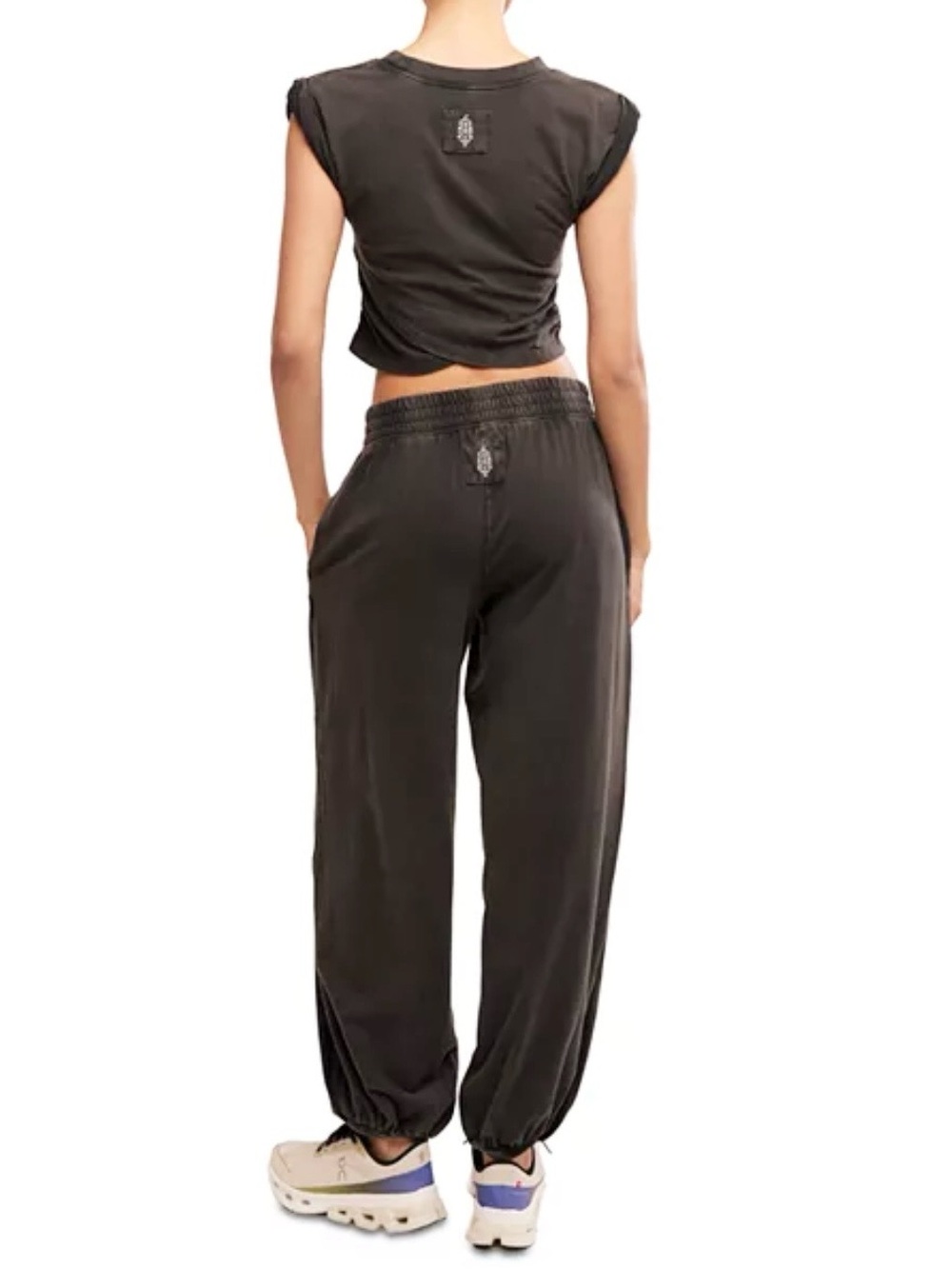 FREE PEOPLE HOT SHOT DARK NAVY BLACK CROSSOVER SET SIZE MEDIUM LIKE NEW!! - Picture 2 of 6
